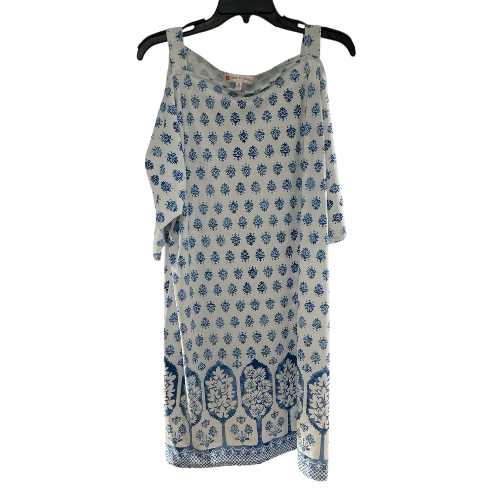 Jude connally white blue floral off the shoulder dress XL